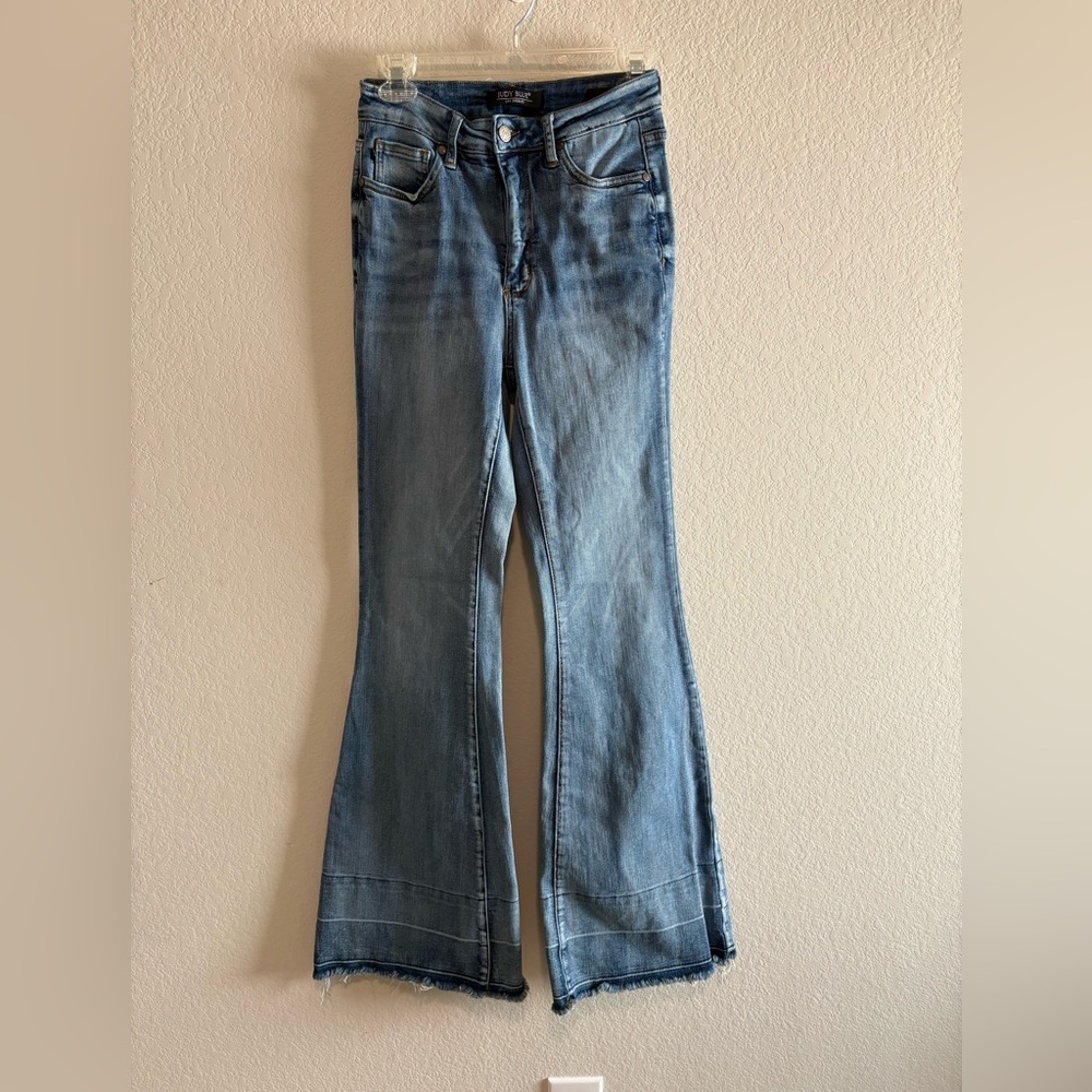 Judy Blue Giselle Tummy Control Flare Jeans High Rise Stretch Denim Size 26 - Picture 4 of 7